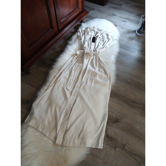 NWT Banana Republic Women's Size M Ivory Midi Dress w/Side Slits Pockets & Belt - Picture 10 of 15